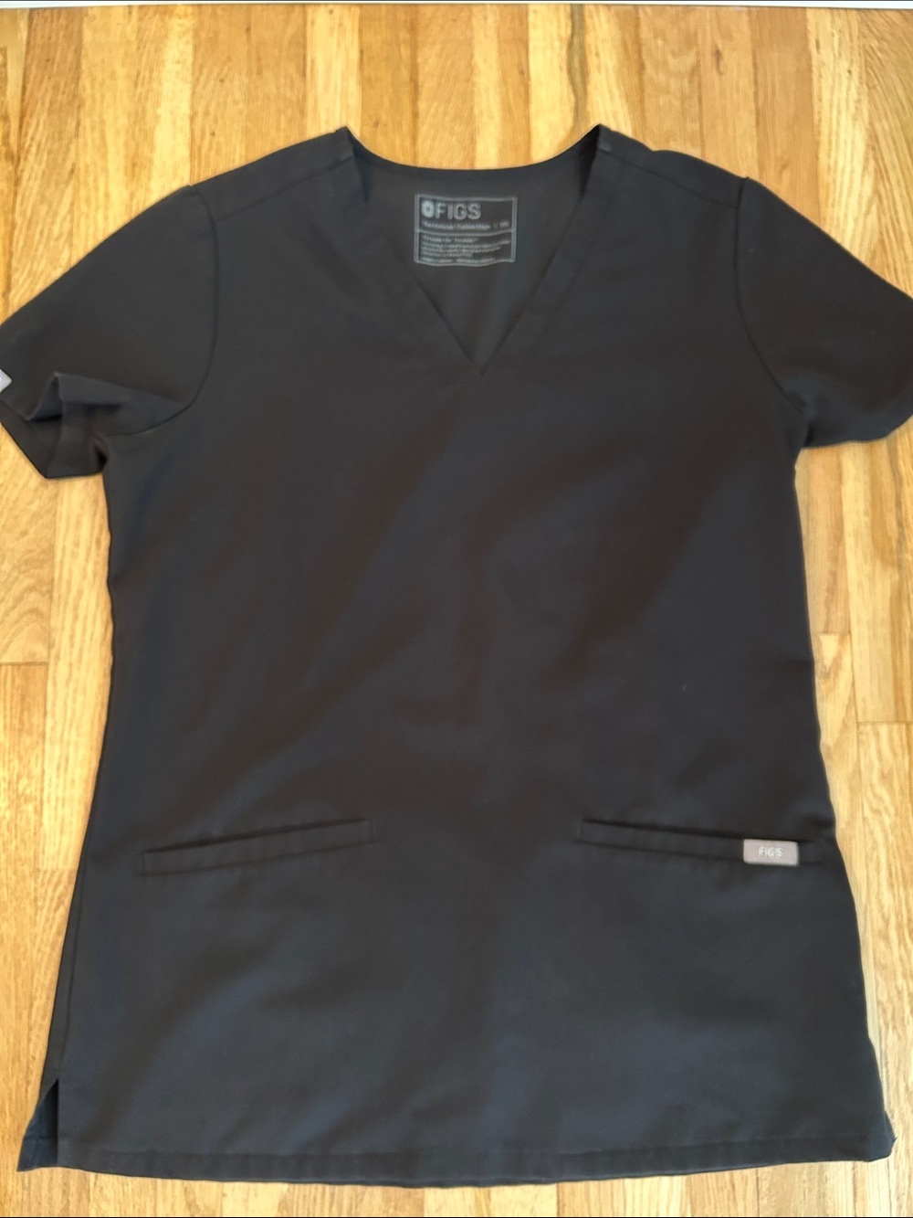 Figs Black V-Neck Medical Top